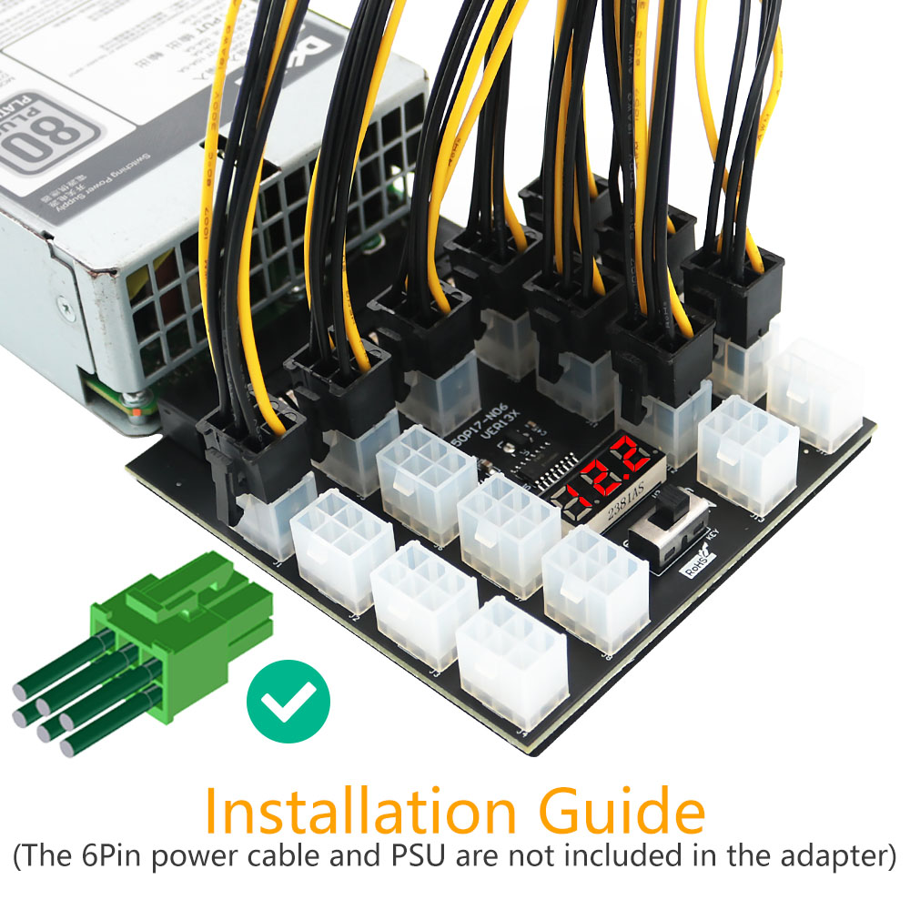 PCI-E 12V 50Pin to ATX 17 x 6P - 2400W Server Psu Breakout Board review and price